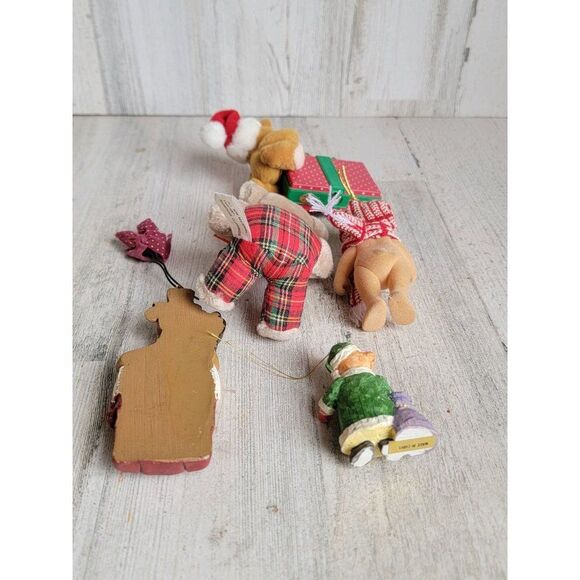 Vintage plush teddy bear coat Santa hat merry Xmas ornament variety home decor - Picture 10 of 10